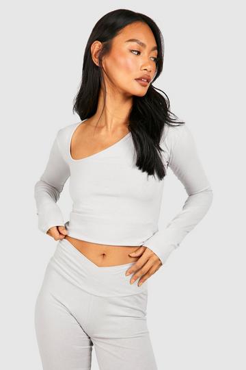 Premium Super Zachte Asymmetrische Top Met Uitsnijding light grey