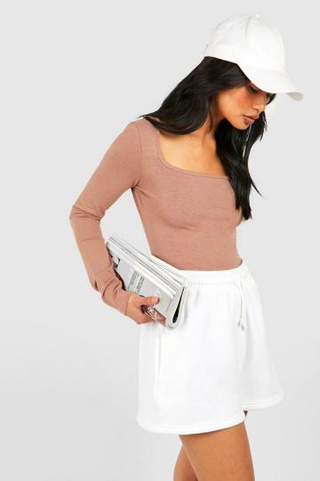 Premium Super Soft Square Neck Long Sleeve Bodysuit taupe