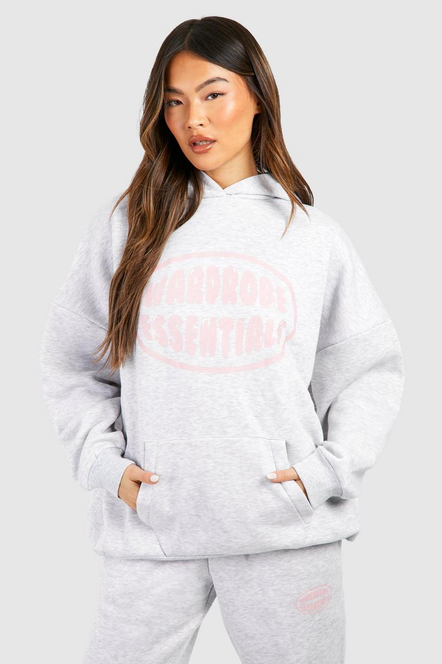 Ash grey Wardrobe Essentials Oversize hoodie med tryck image number 1