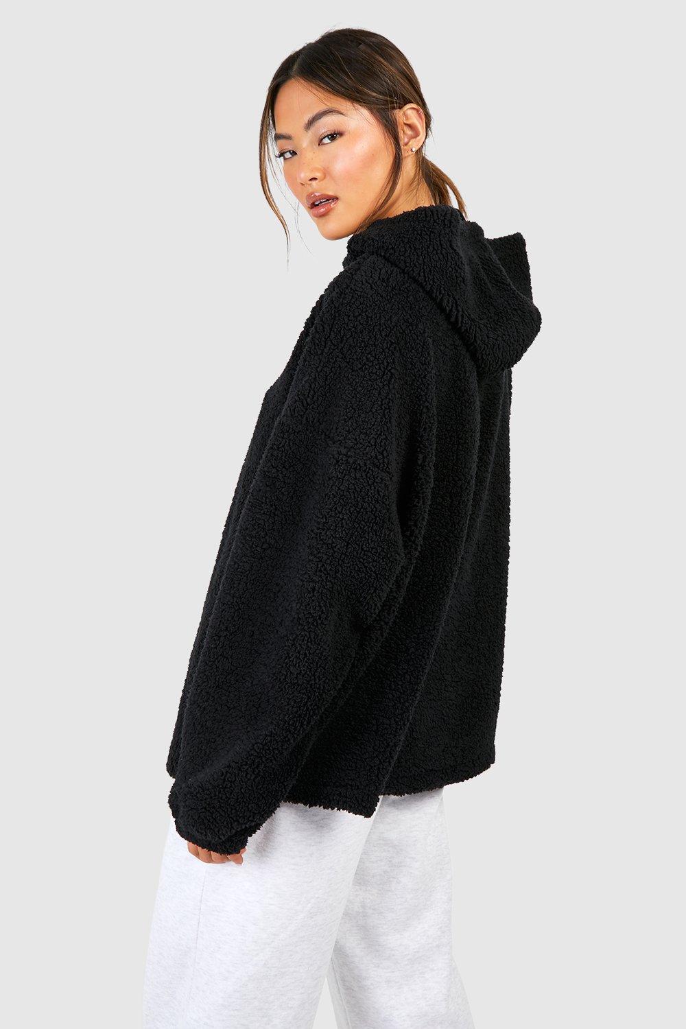 Oversized teddy clearance half zip hoodie