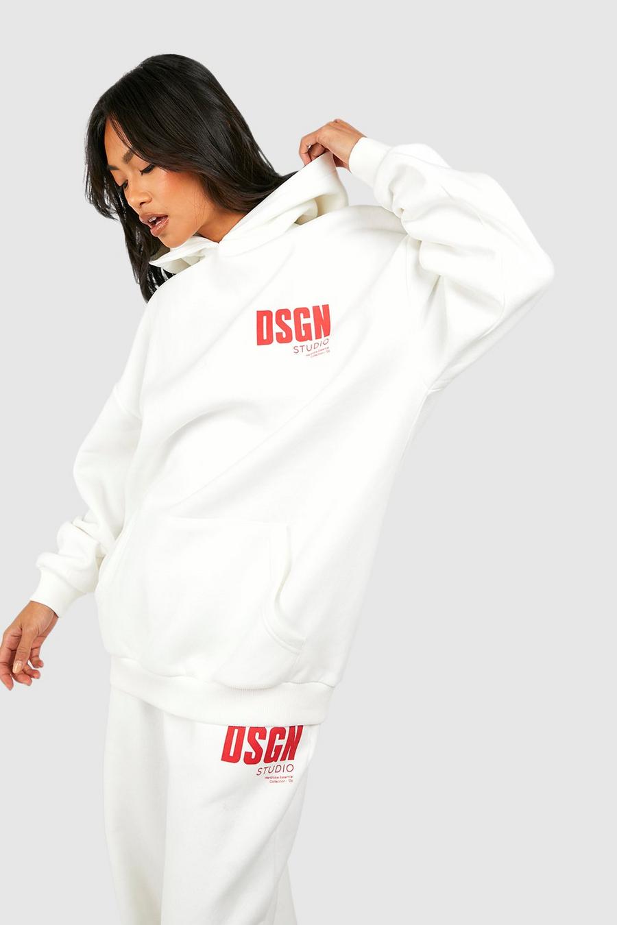 Ecru Dsgn Studio Oversize hoodie med slogan image number 1