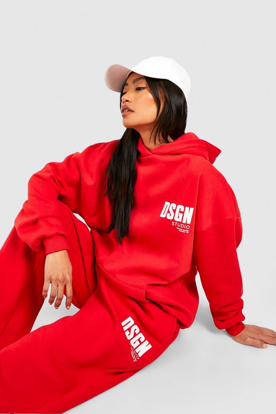 Red Dsgn Studio Oversize hoodie med slogan image number 1