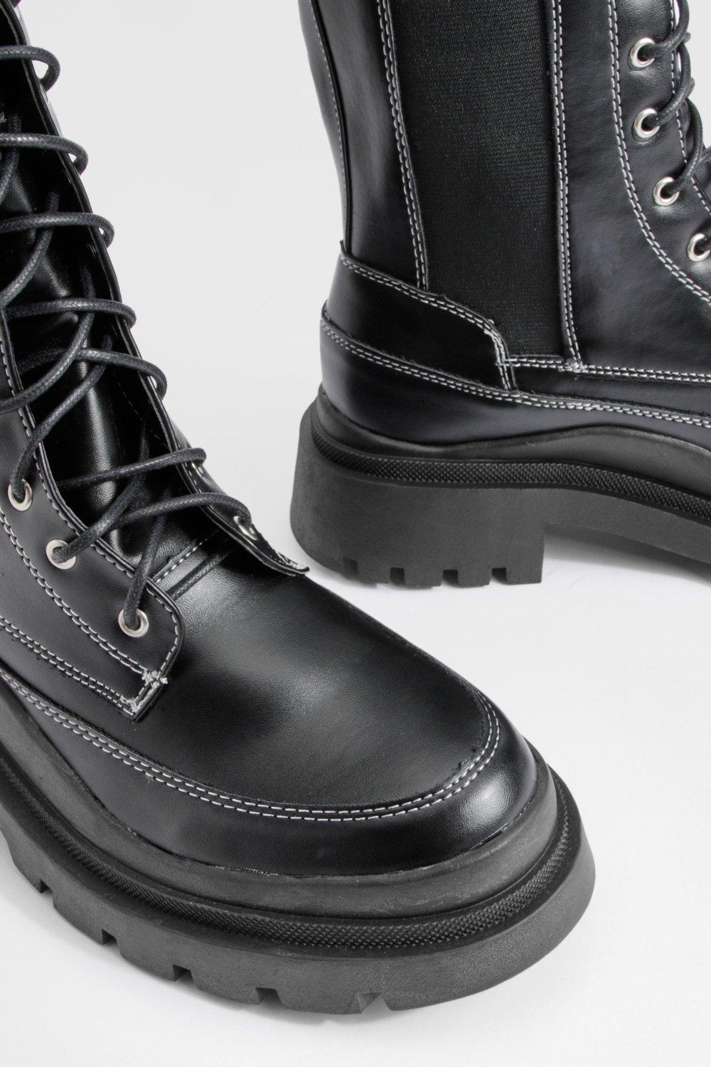 Boohoo lace up hiker hot sale boots