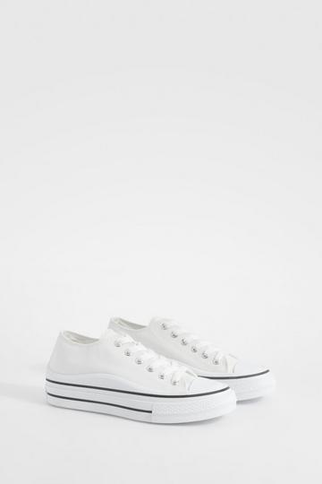 Platform Chunky Low Lace Up Sneakers white