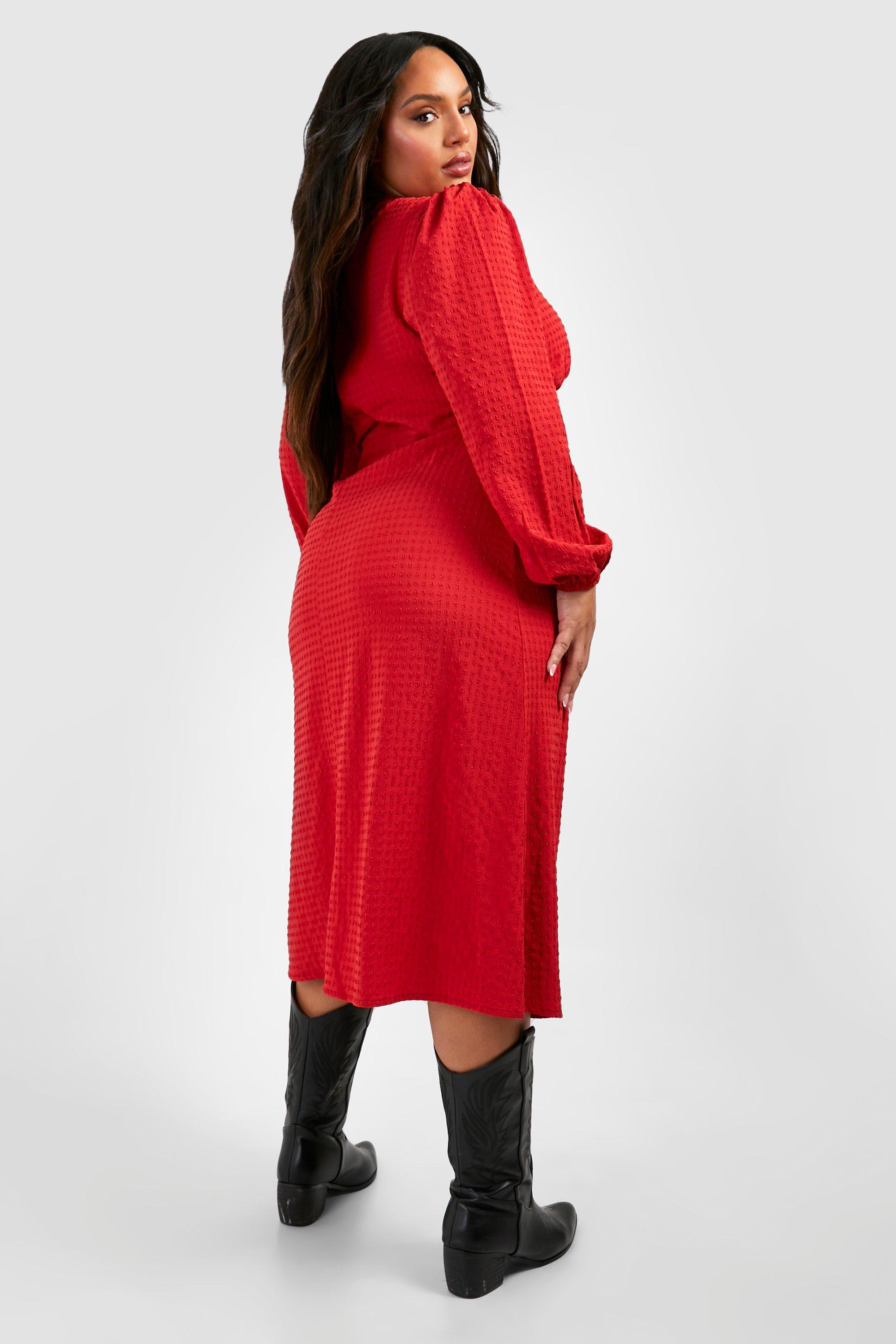 Red smock store dress