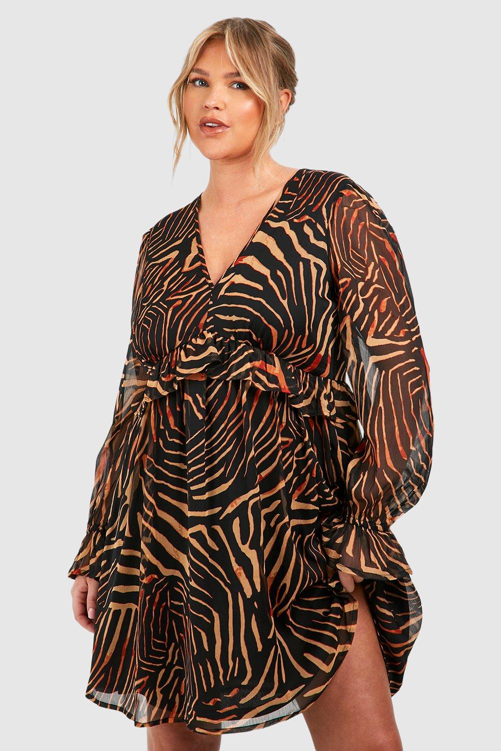 Boohoo animal print hot sale wrap dress