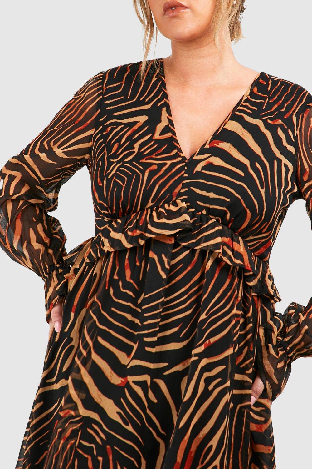 Boohoo animal print hot sale wrap dress