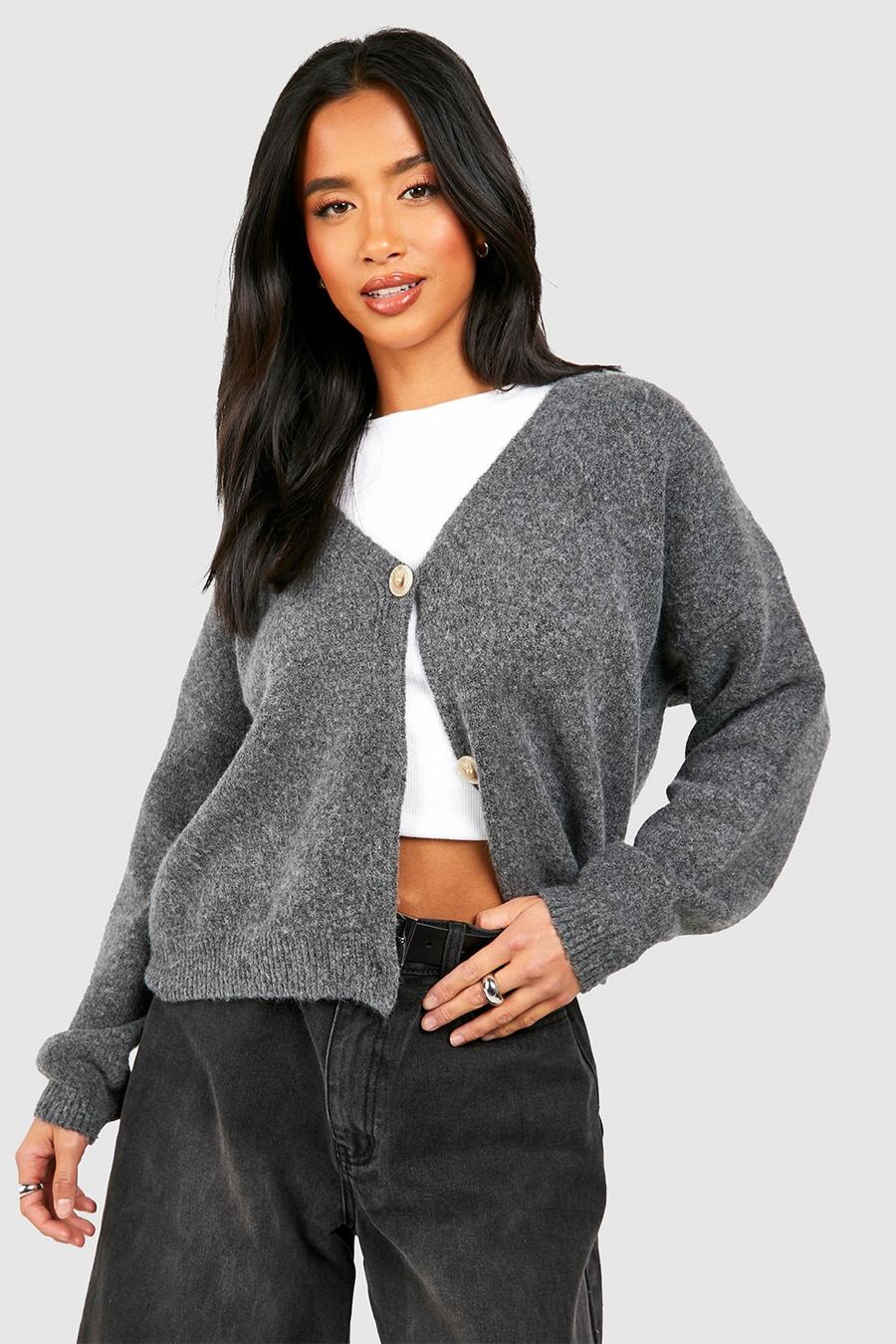 Charcoal Petite Super Zachte Baggy Cardigan image number 1