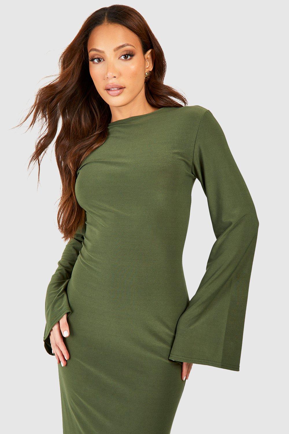 Long sleeve scoop back dress sale