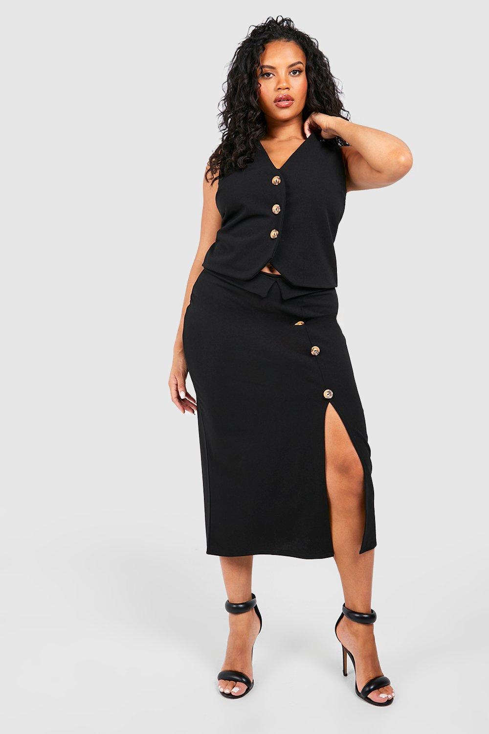 Black pencil skirt outlet front split