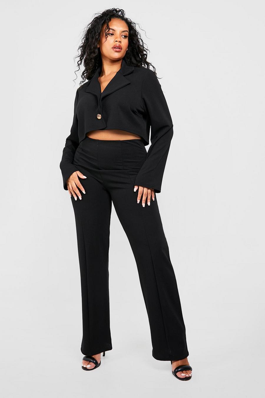 Black Plus Crepe Tailored Trousers  image number 1