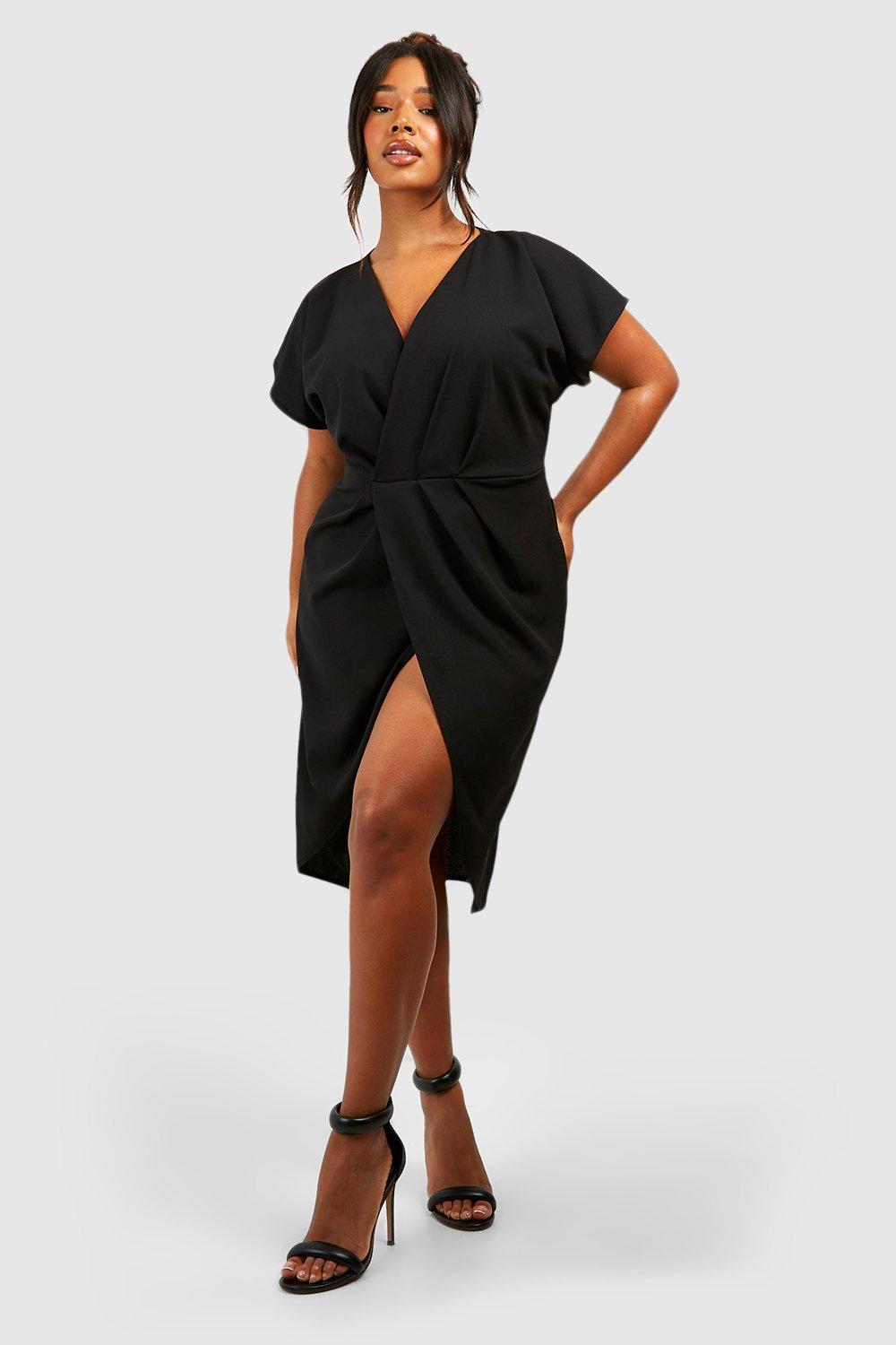 Plus Wrap Front Midi Dress boohoo IE