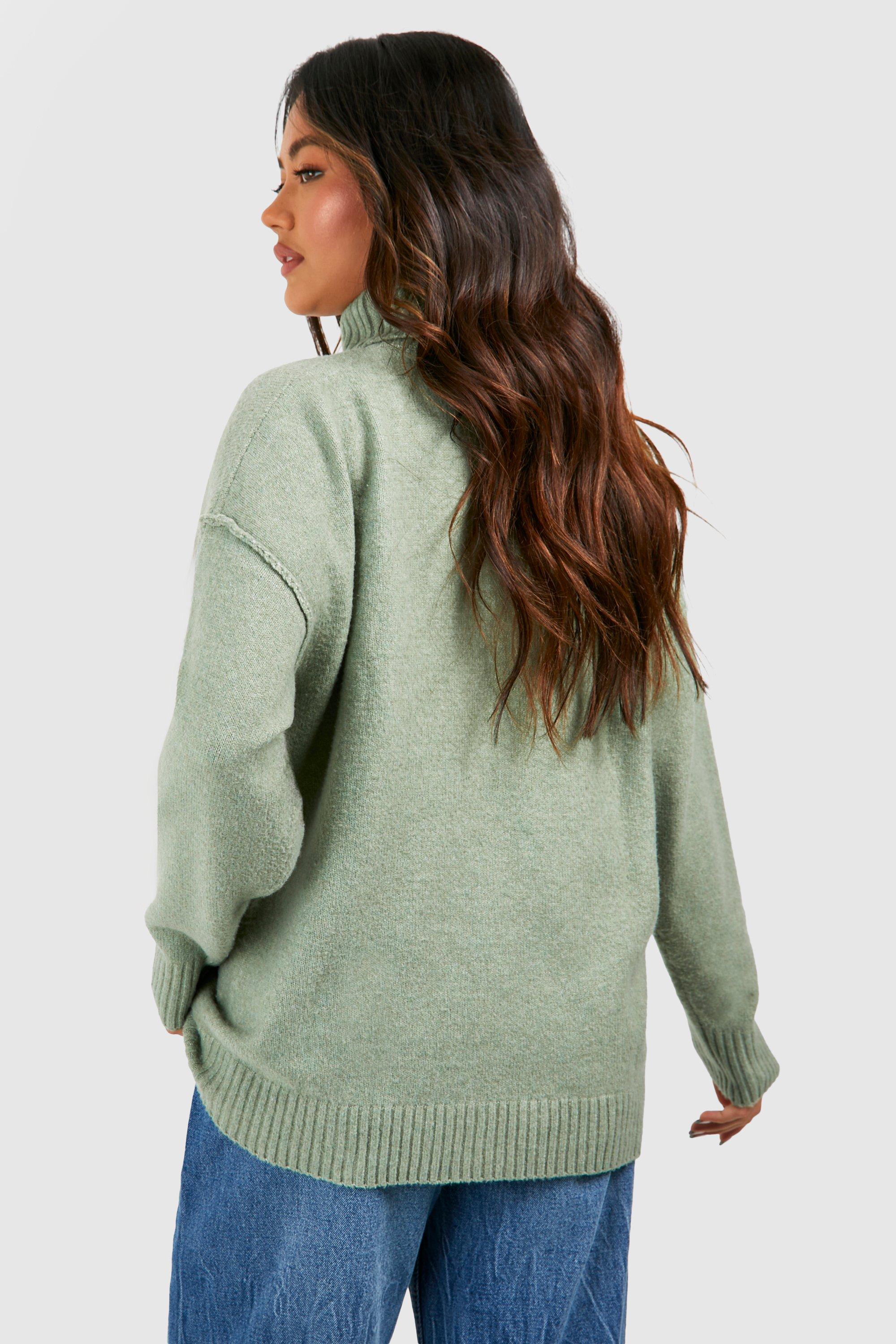 Soft Knit Roll Neck Oversized Longline Jumper