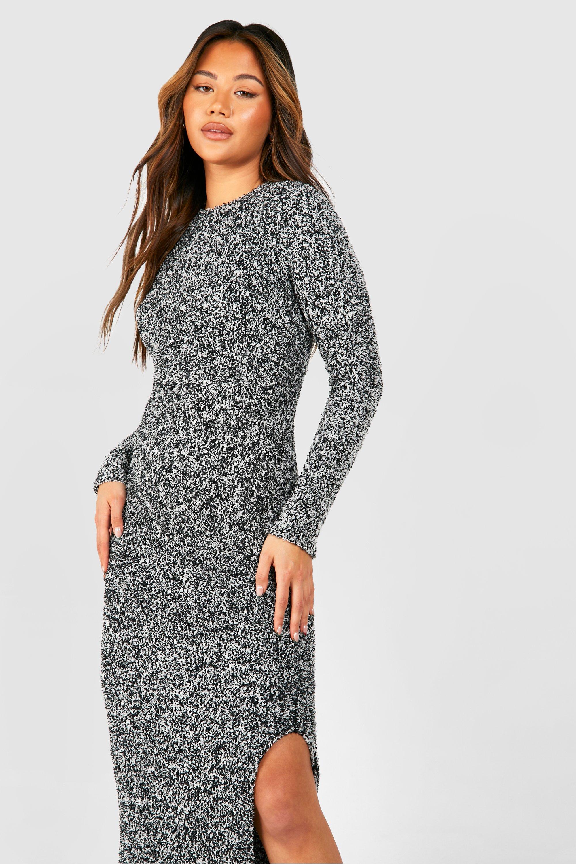 Soft Marl Knit Maxi Jumper Dress boohoo UK