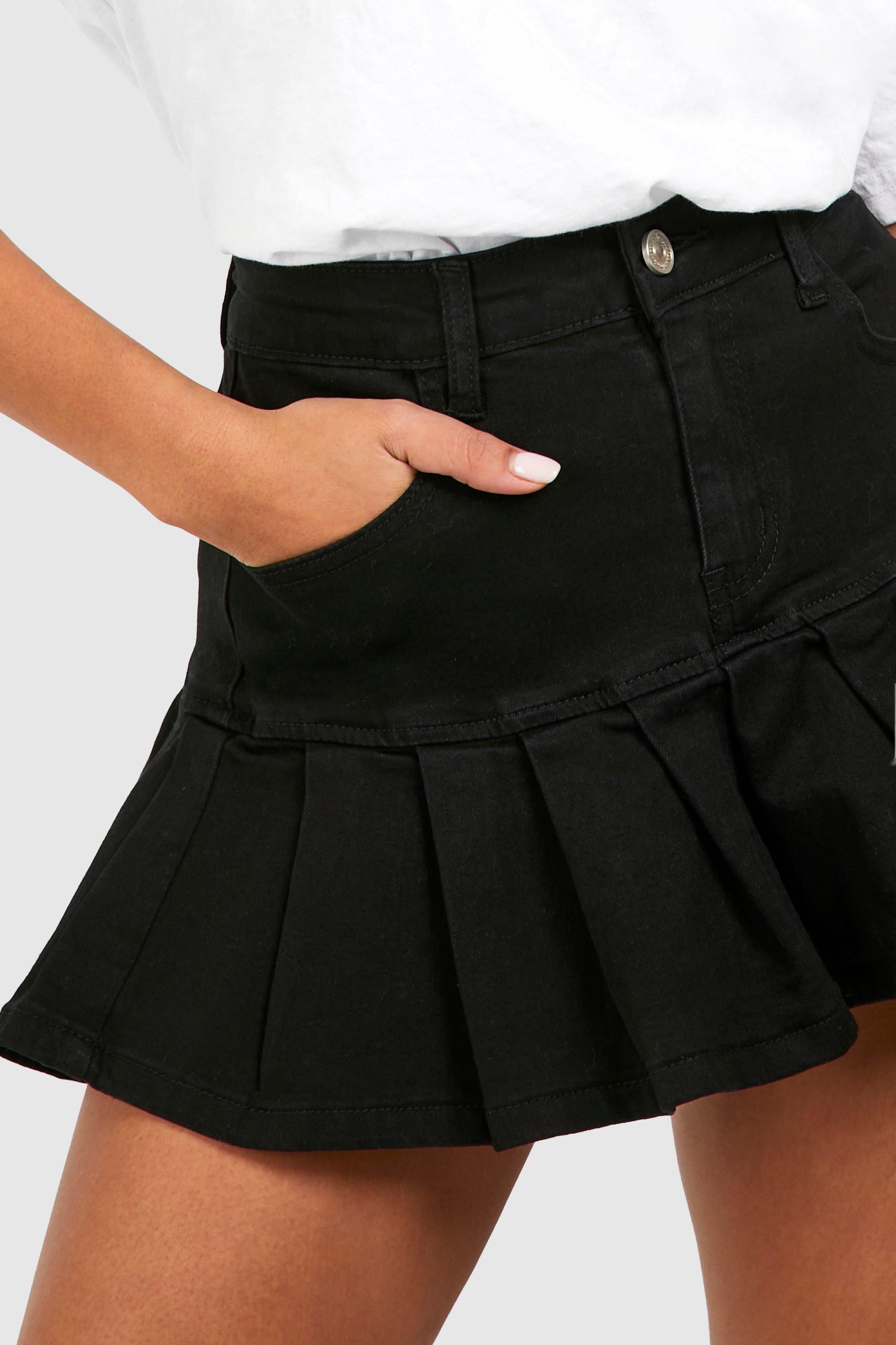 Women's Pleated Micro Mini Denim Tennis Skirt