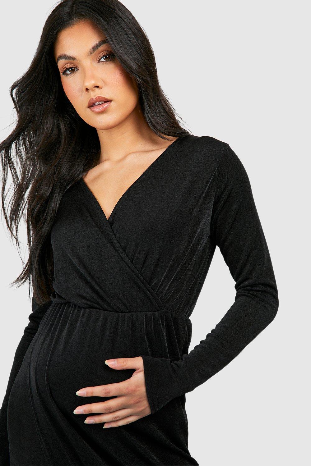 Boohoo maternity black dress hotsell