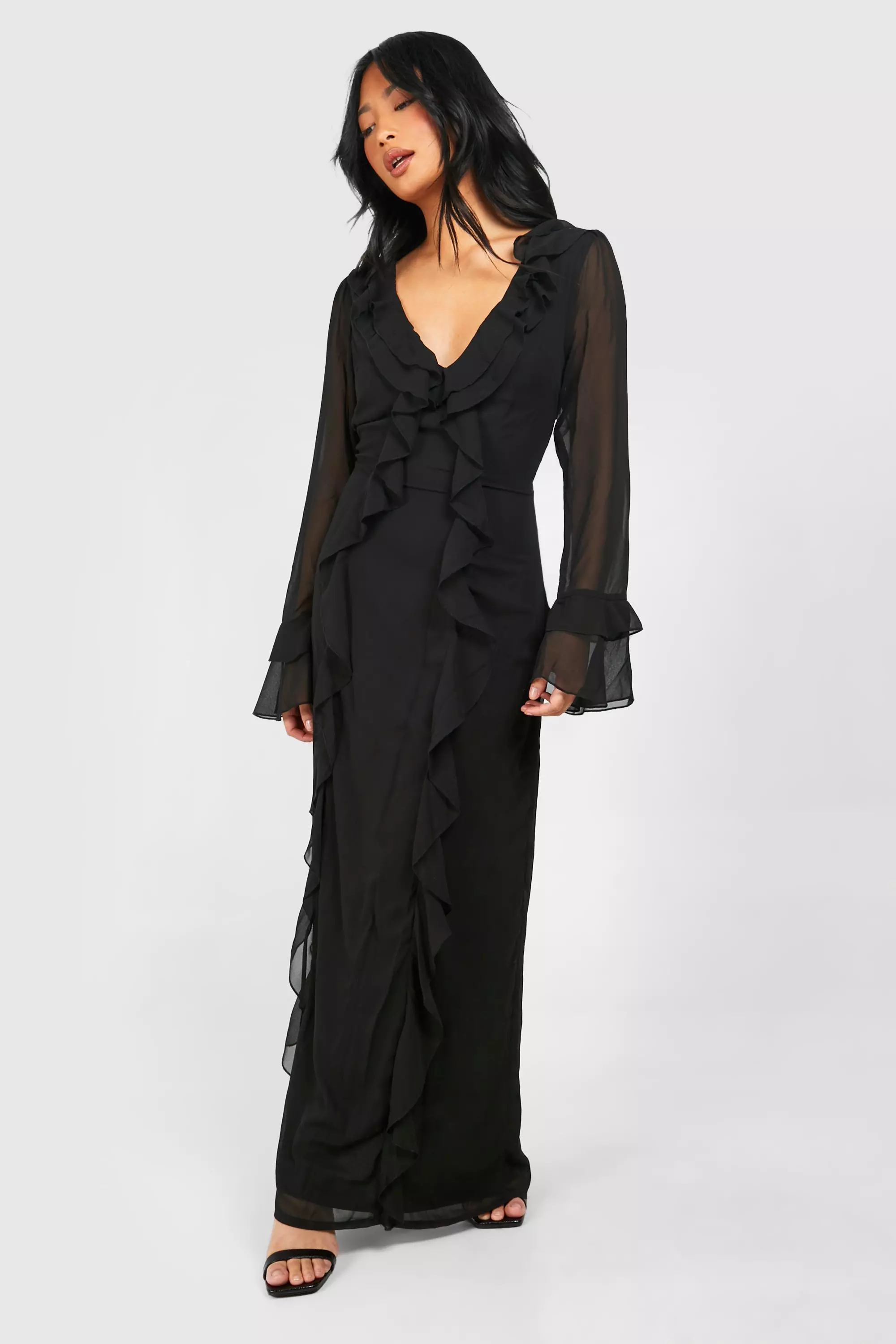 ACKA. lame fringe puff dress サイズ2 Plus Woven Textured Puff Sleeve Smock Dress | boohoo
