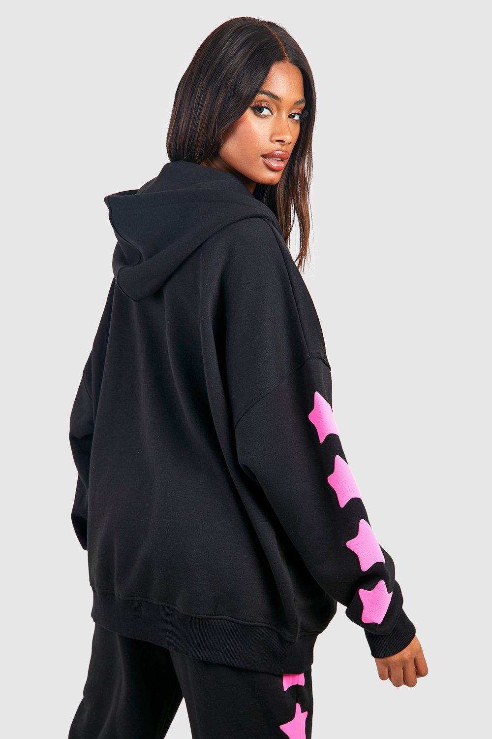 Oversized zip-through hoodie - Pink - Ladies