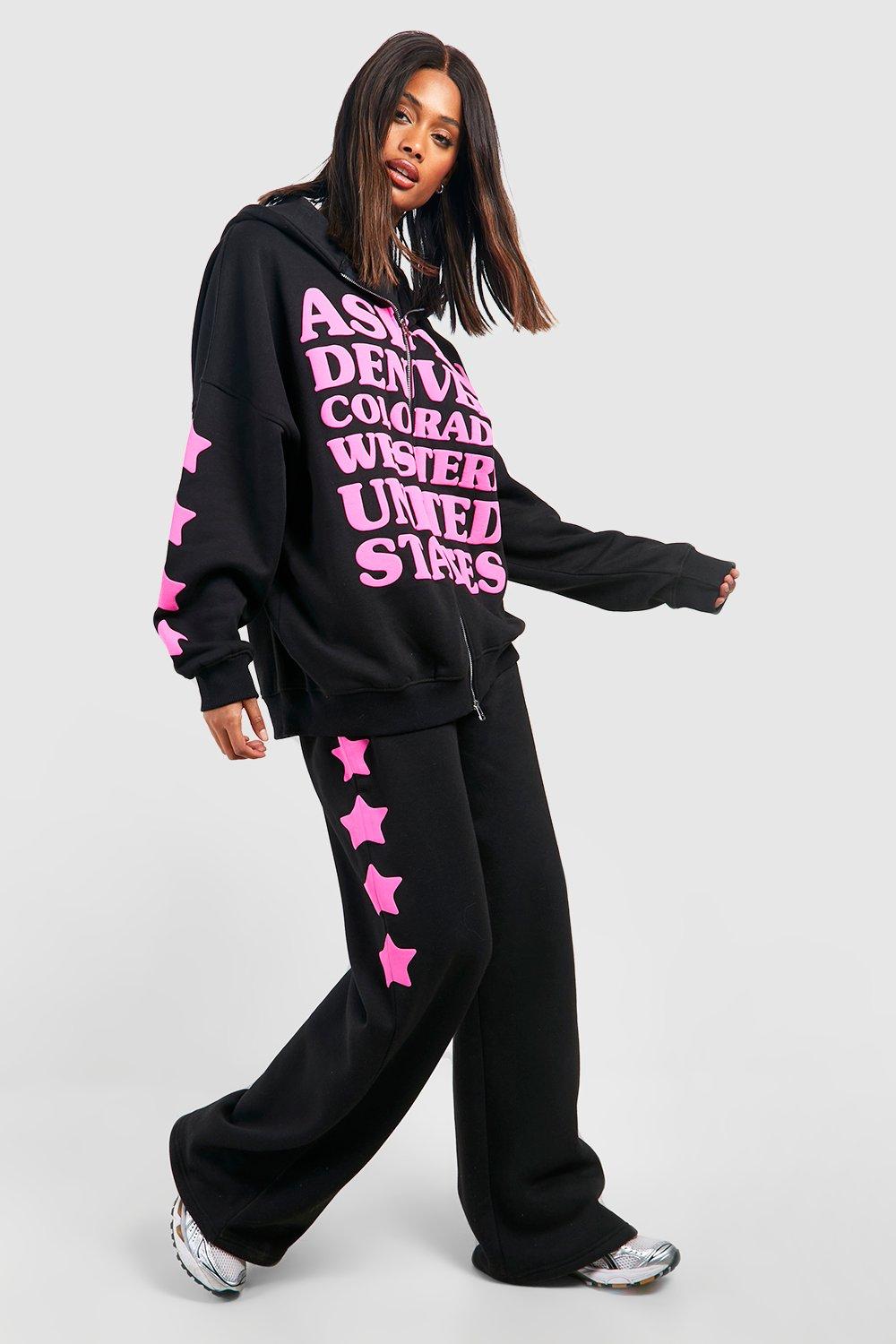 Slogan Printed Oversized Hoodie And Legging Set