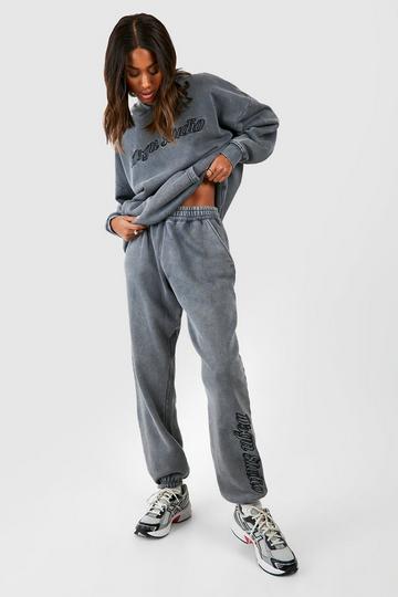 Dsgn Studio 3d Embroidered Acid Wash Oversized Jogger charcoal