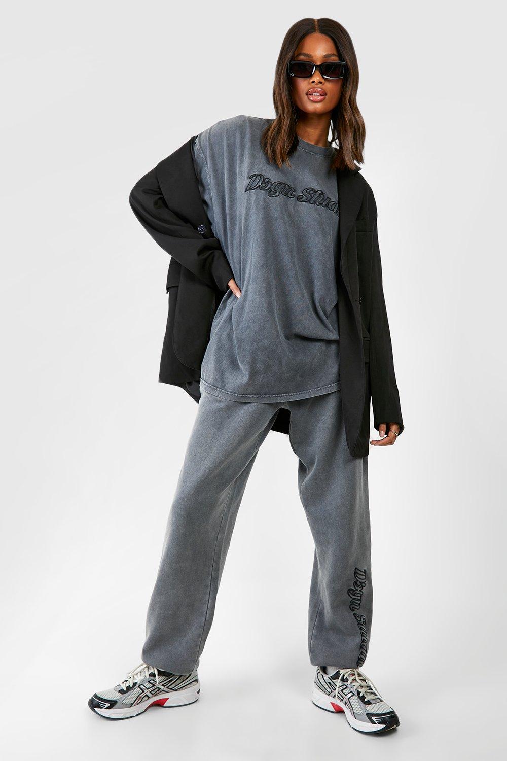 ASOS DESIGN two-piece oversized sweatpants in black acid wash