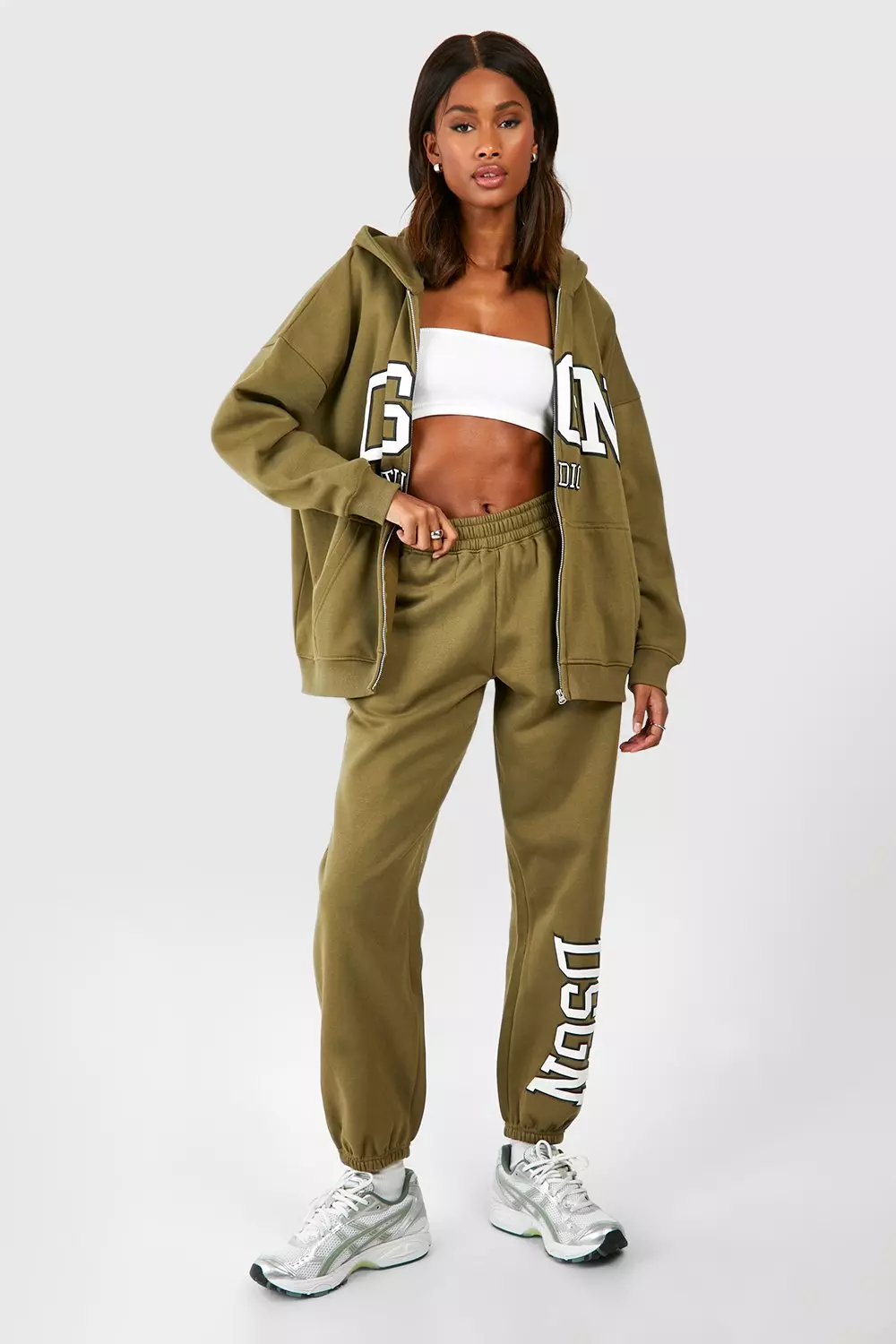 Khaki Dsgn Studio Puff Print Oversized Cuffed Jogger alternative image