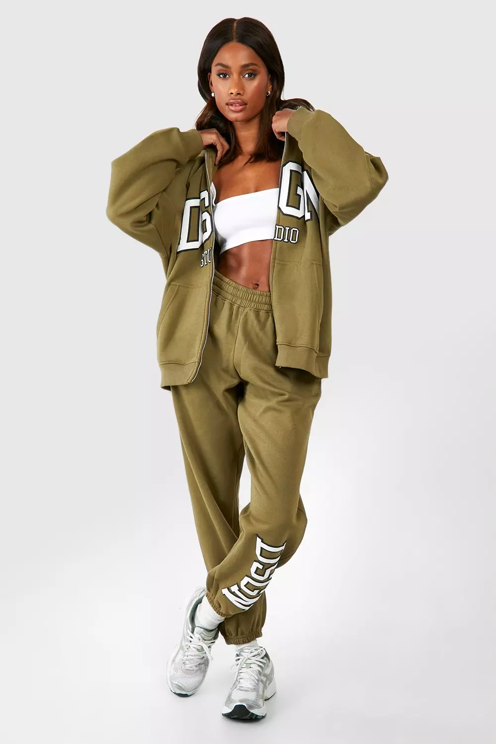 Khaki Dsgn Studio Puff Print Oversized Cuffed Jogger alternative image