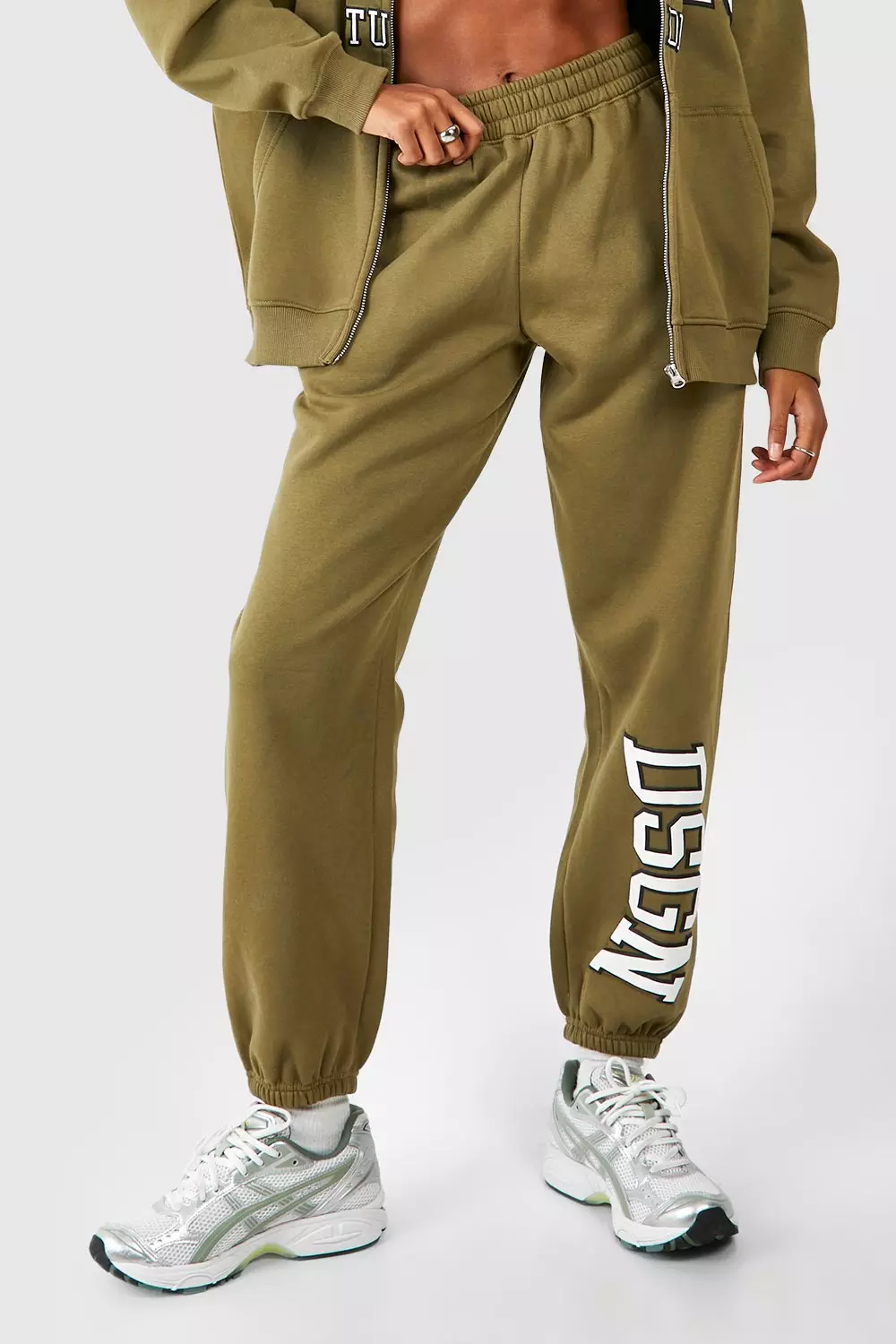 Khaki Dsgn Studio Puff Print Oversized Cuffed Jogger alternative image