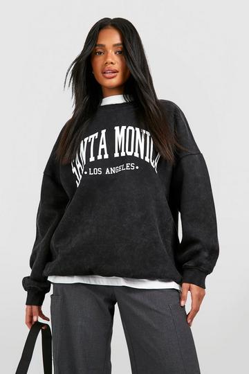 Santa Monica Slogan Oversized Washed Sweatshirt charcoal