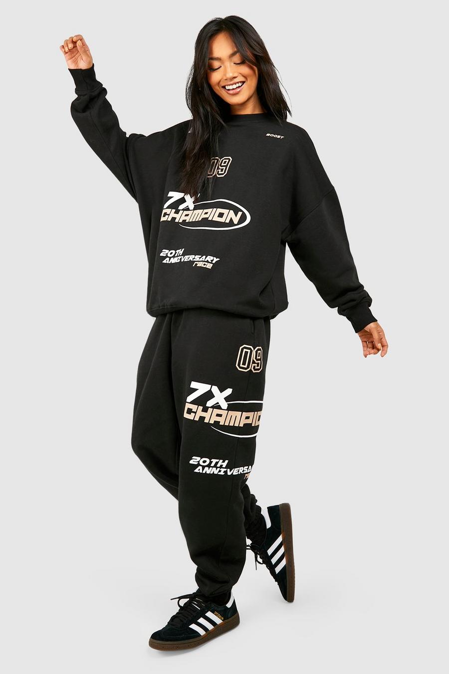 Sweatshirt-Trainingsanzug mit Motorsport-Print, Black