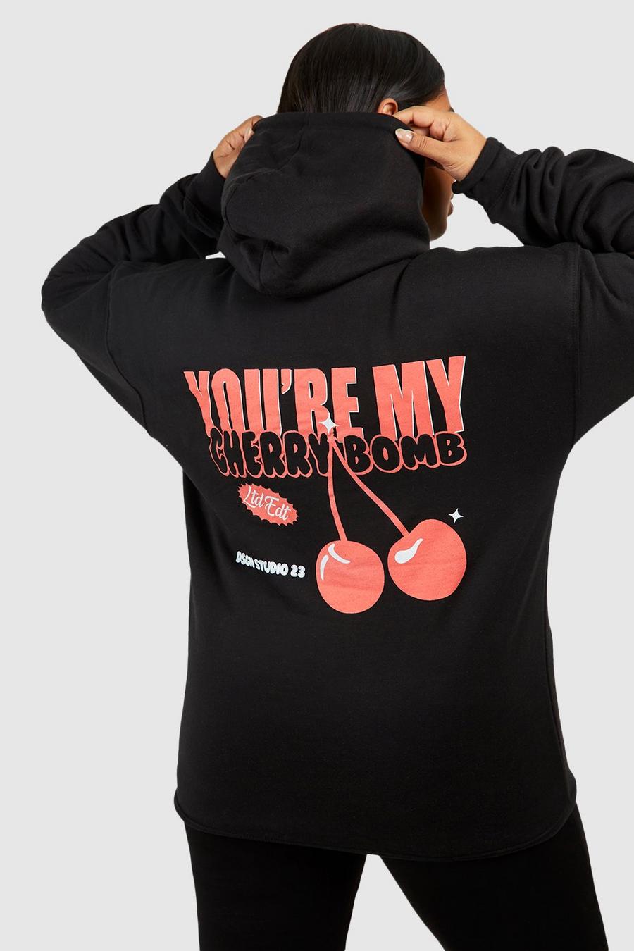 Women's Plus Oversized Cherry Bomb Printed Hoodie | Boohoo UK
