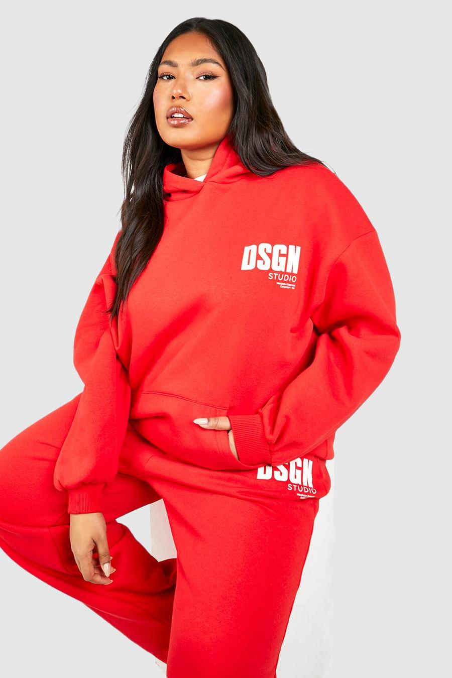 Red Plus Dsgn Studio Text Print Oversized Hoodie image number 1