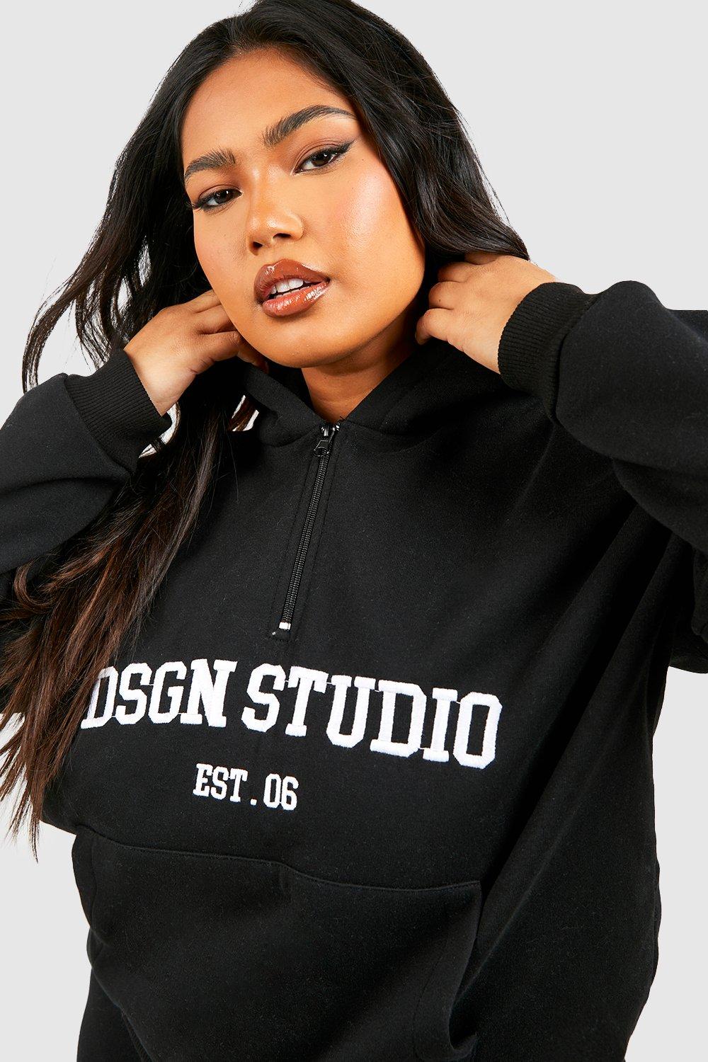 Plus Dsgn Studio Half Zip Hoodie Straight Leg Tracksuit boohoo