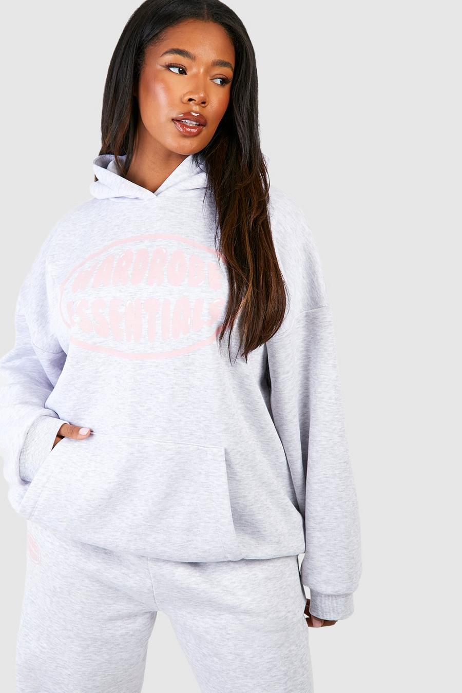 Ash grey Plus Wardrobe Essentials Oversize hoodie med tryck image number 1