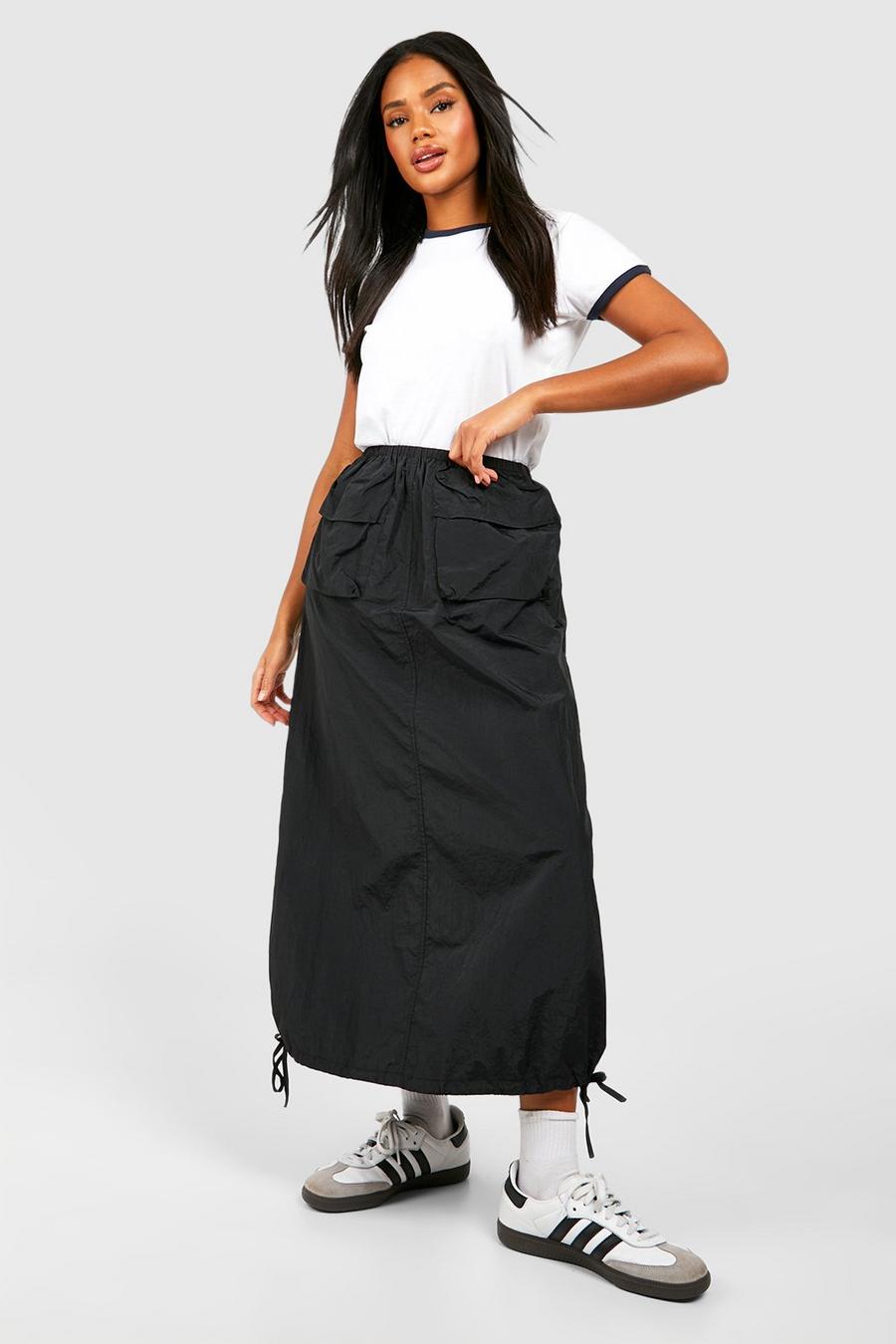 Black Midi Parachute Skirt  image number 1