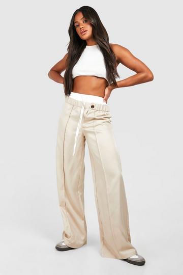 Stone Beige Asymmetric Exposed Boxer Pants