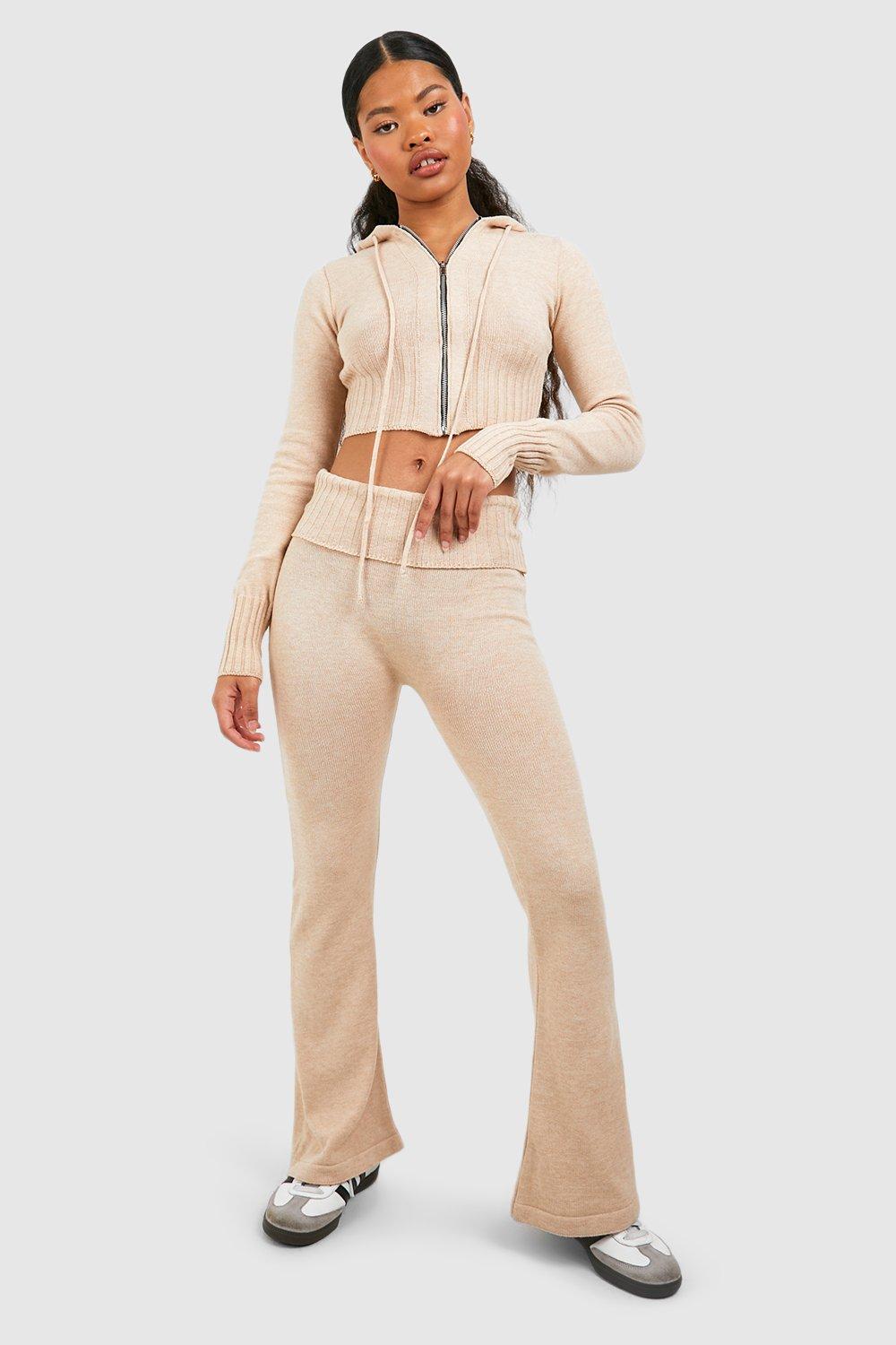 Petite Knitted Fold Over Waist Flares