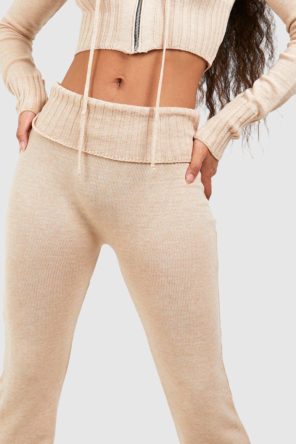 Women's Petite Knitted Fold Over Waist Flares