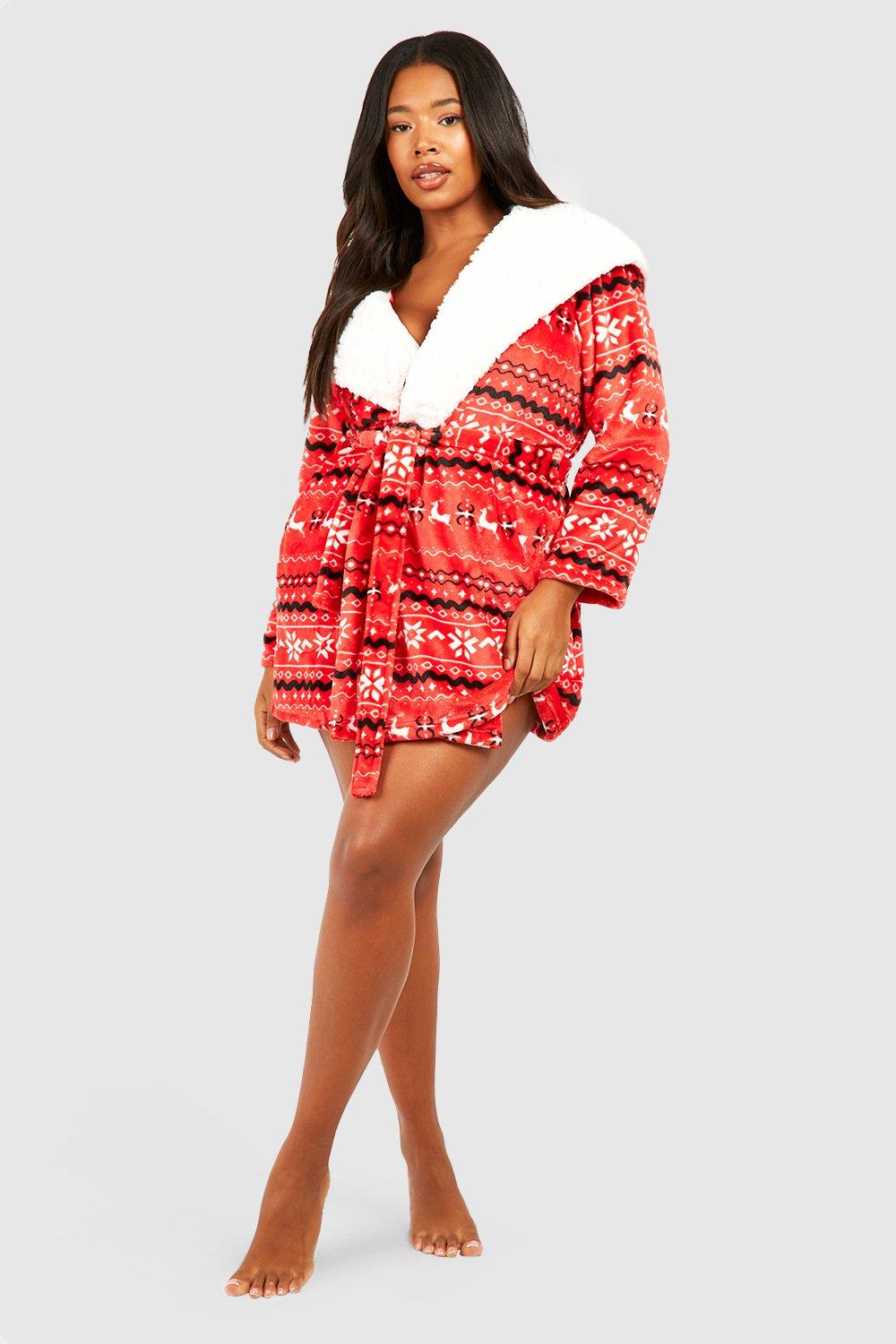 Women's Plus Christmas Fairsle Fleece Robe