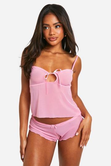 Pink Mesh Bow Cami