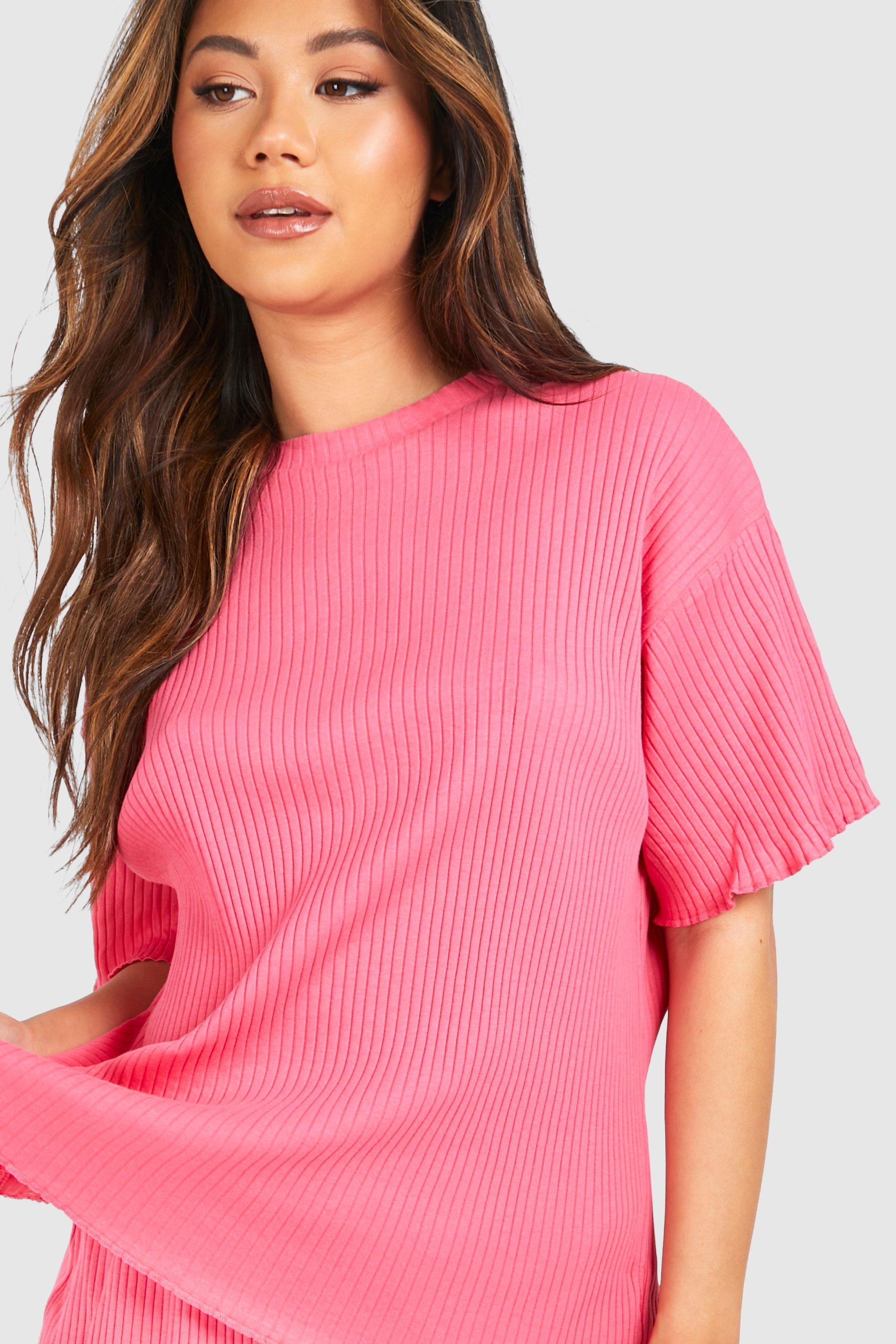 Valentine's Rib Oversized Lettuce Hem Tshirt Boohoo, 40% OFF