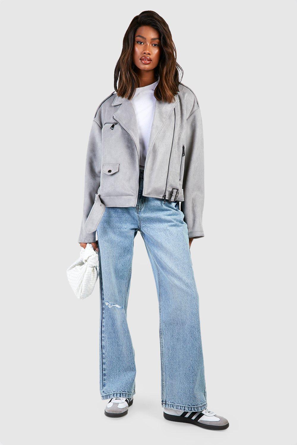 Faux suede grey jacket best sale