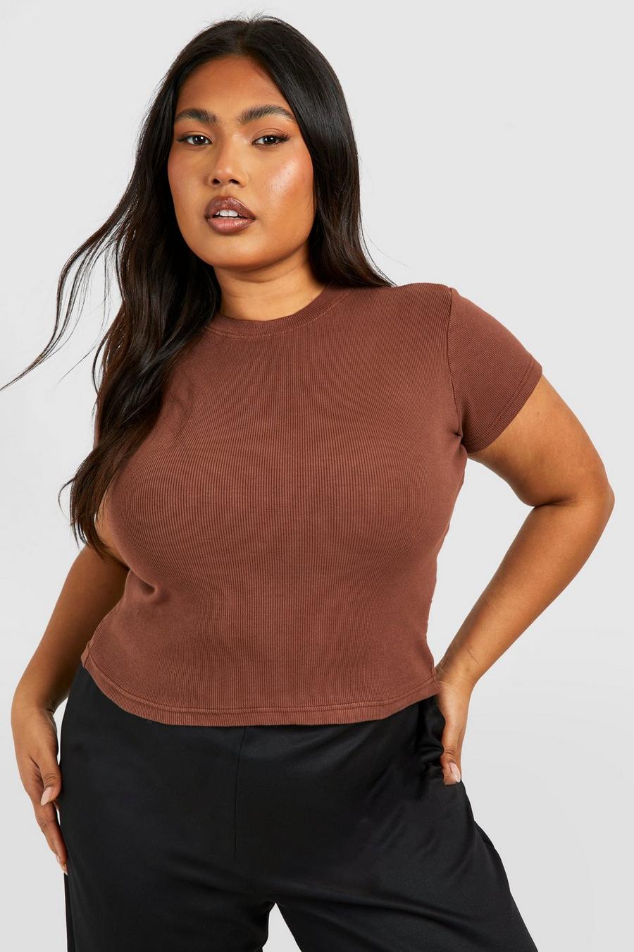 Chocolate Plus Washed Seam Detail Cap Sleeve Top