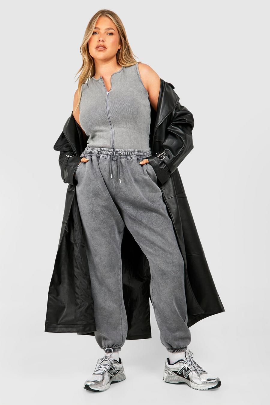 Charcoal grey Plus Washed Cuffed Jogger