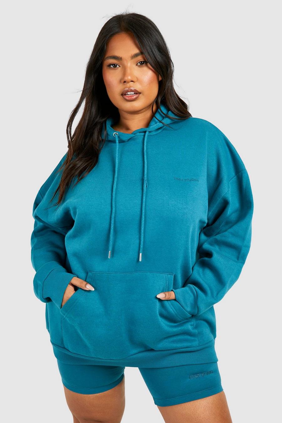 Teal Plus Hoodie And Cycling Short image number 1