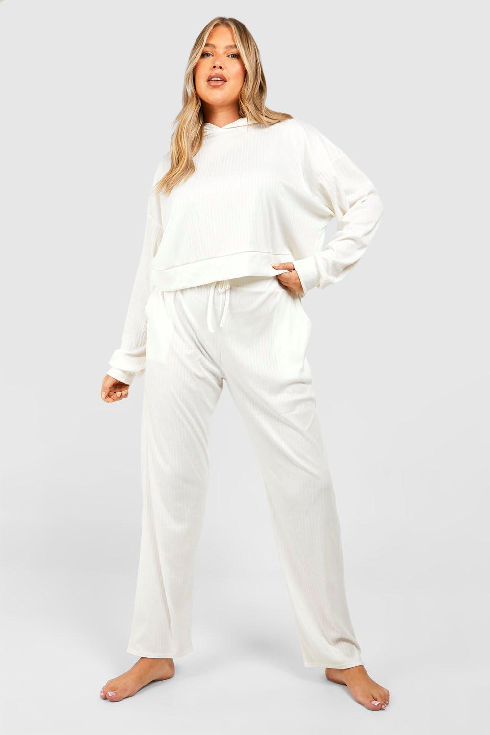 Plus Soft Rib Hoodie And Straight Leg Jogger Set boohoo