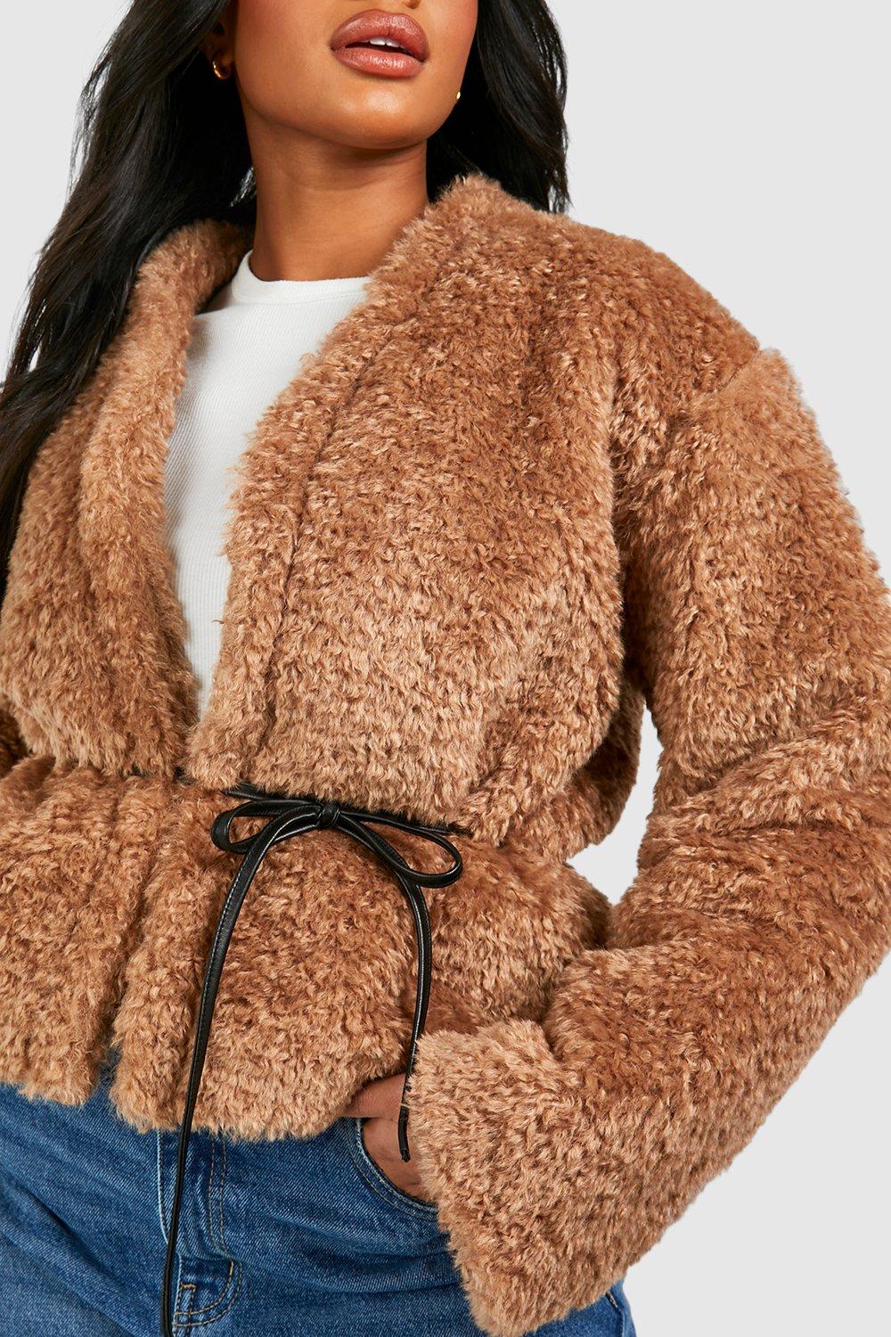 Teddy faux 2025 fur cropped jacket