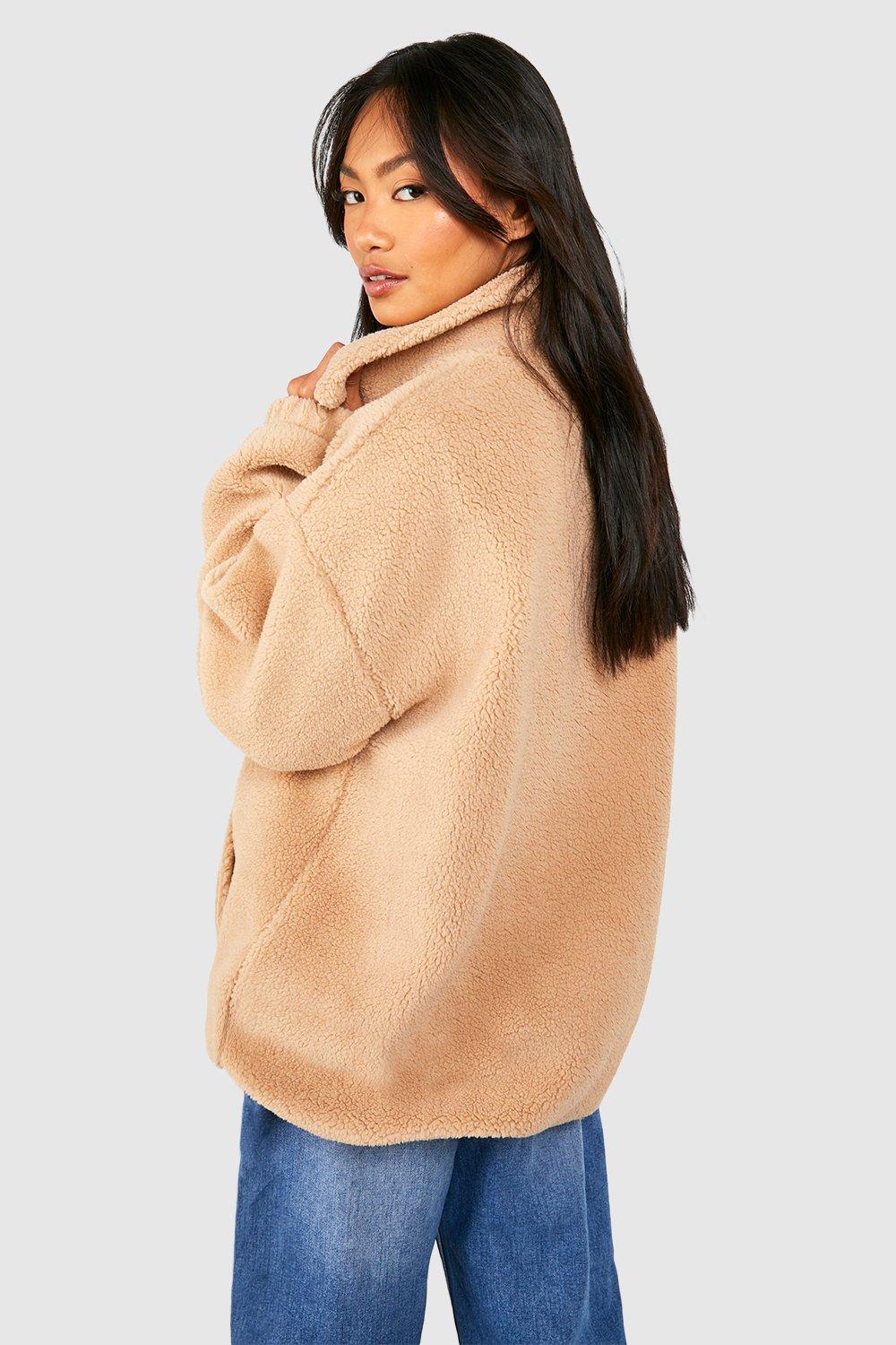 Teddy bear jacket clearance boohoo