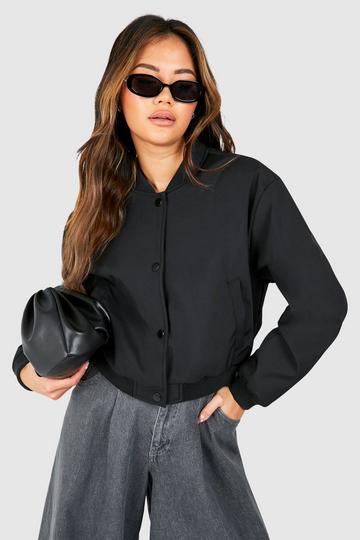 Black Pocket Detail Bomber Jacket