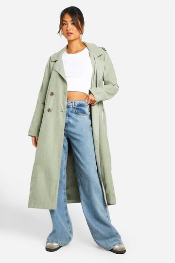 Sage Green Belted Trench Coat